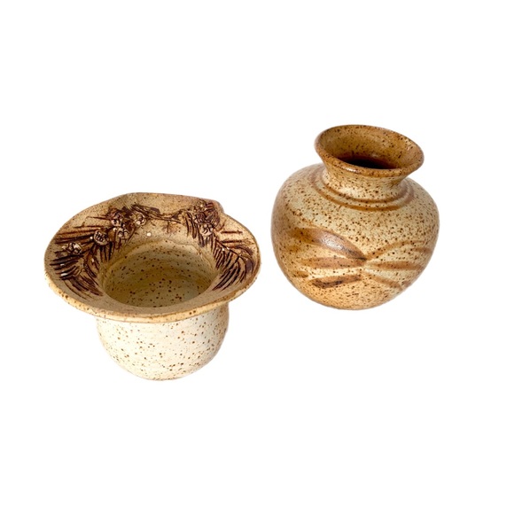 Handcrafted Speckled Pottery Pair - Picture 9 of 14